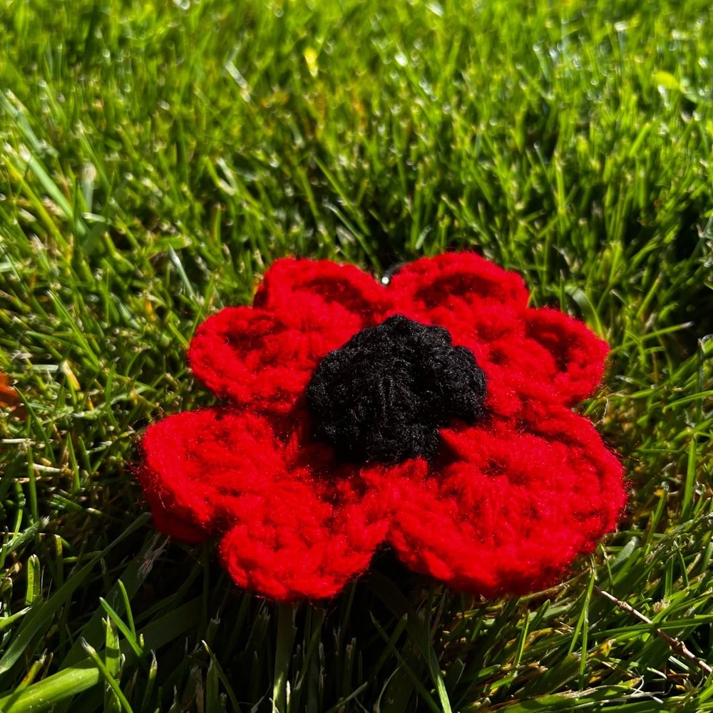3/$20 Hand Crocheted Red Poppy Flower Keychain! - Picture 6 of 9